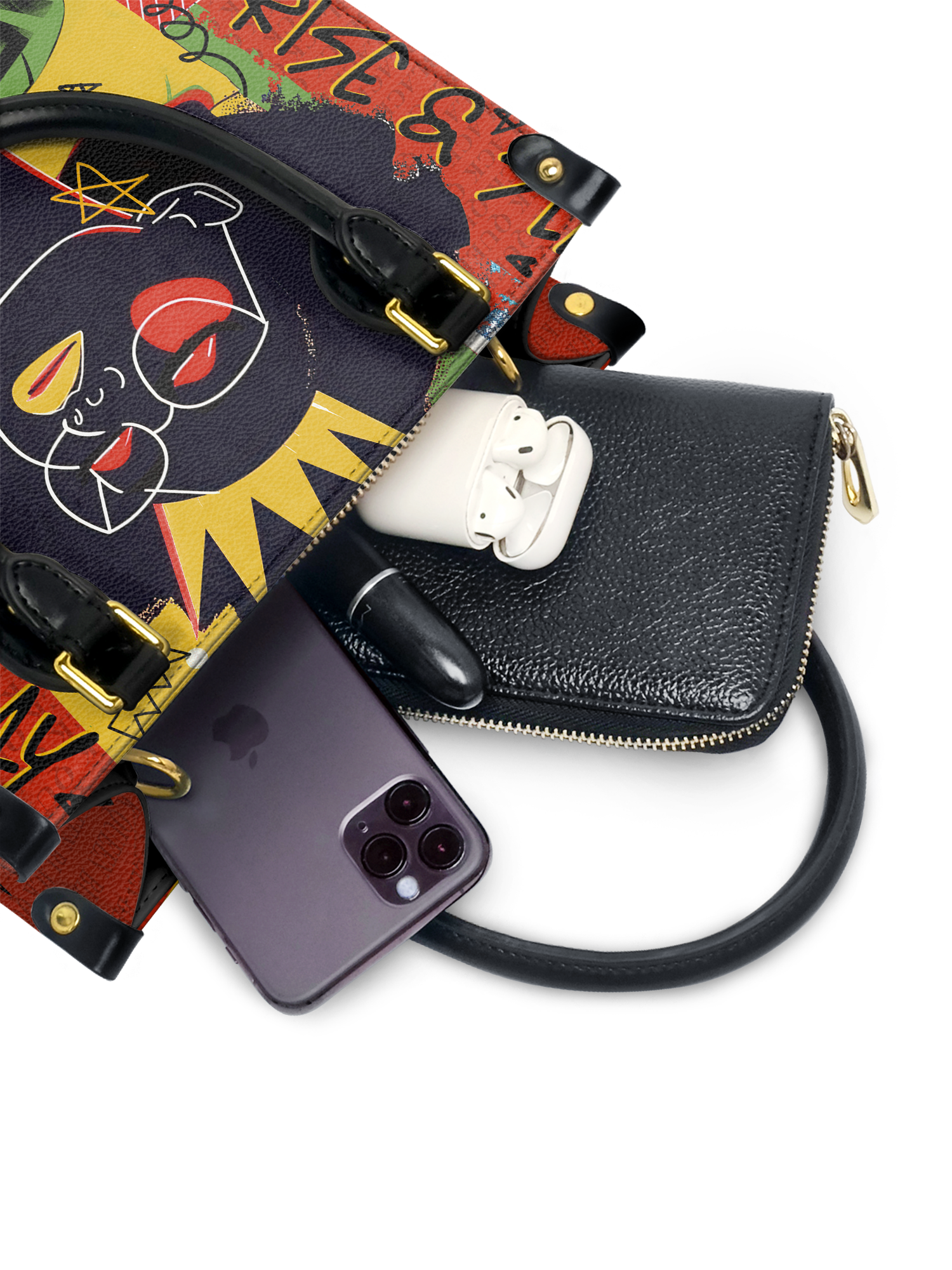 "Aina" Flame Red The Signature Trio Bundle - Small Leather Handbag