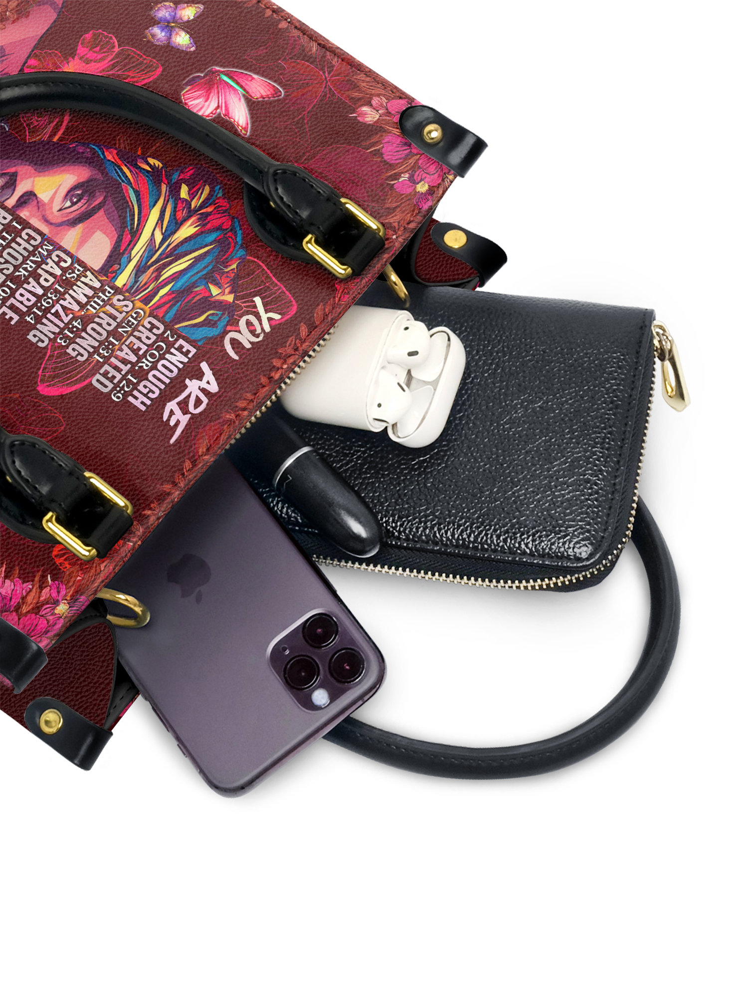"Imani" Pomegranate Red The Signature Trio Bundle - Small Leather Handbag