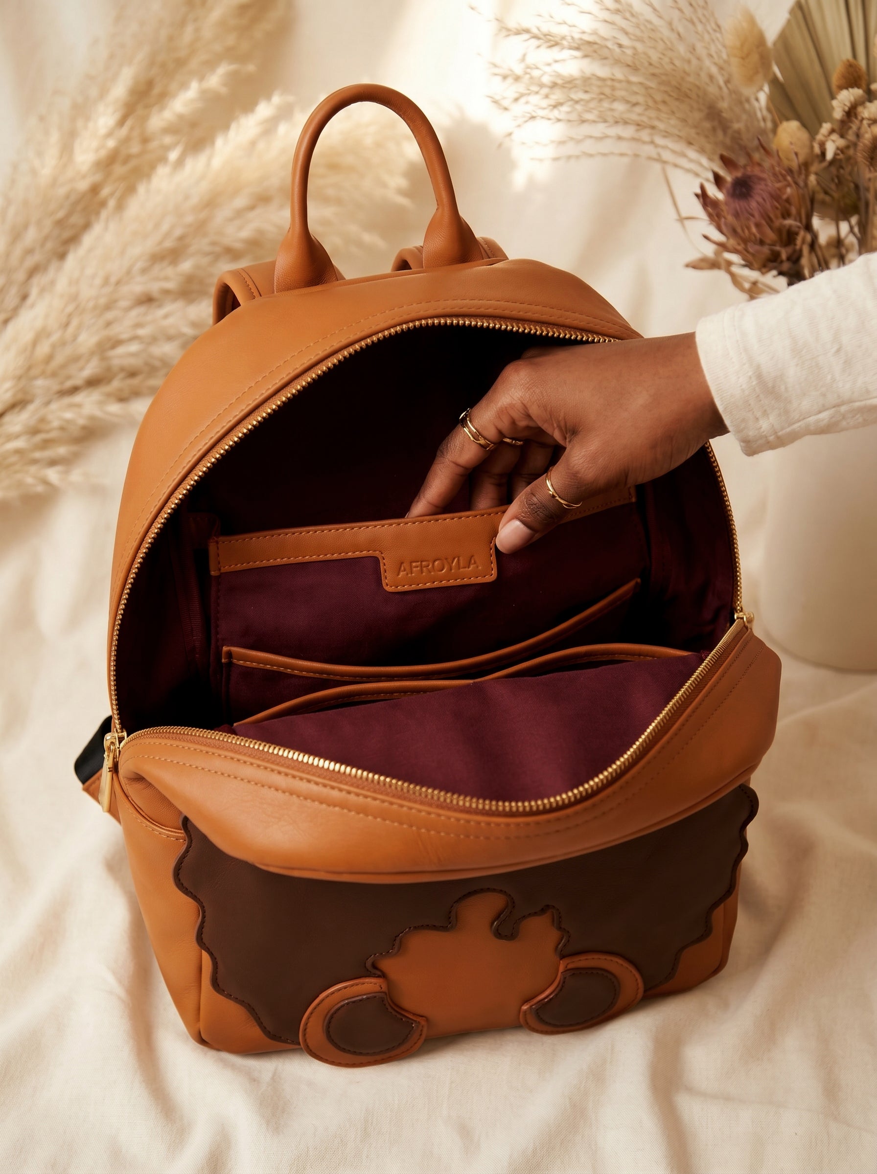 "Kora" Brown Leather Backpack