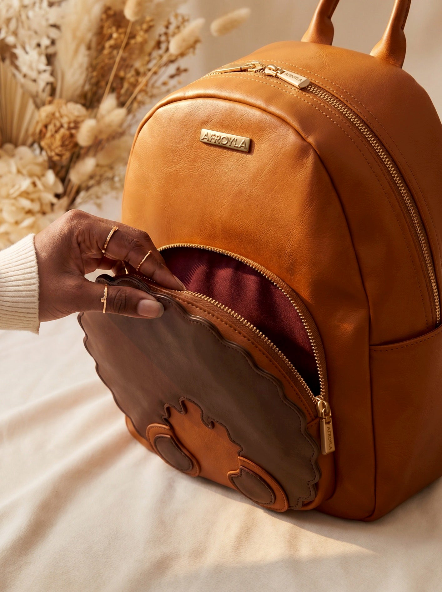 "Kora" Brown Leather Backpack