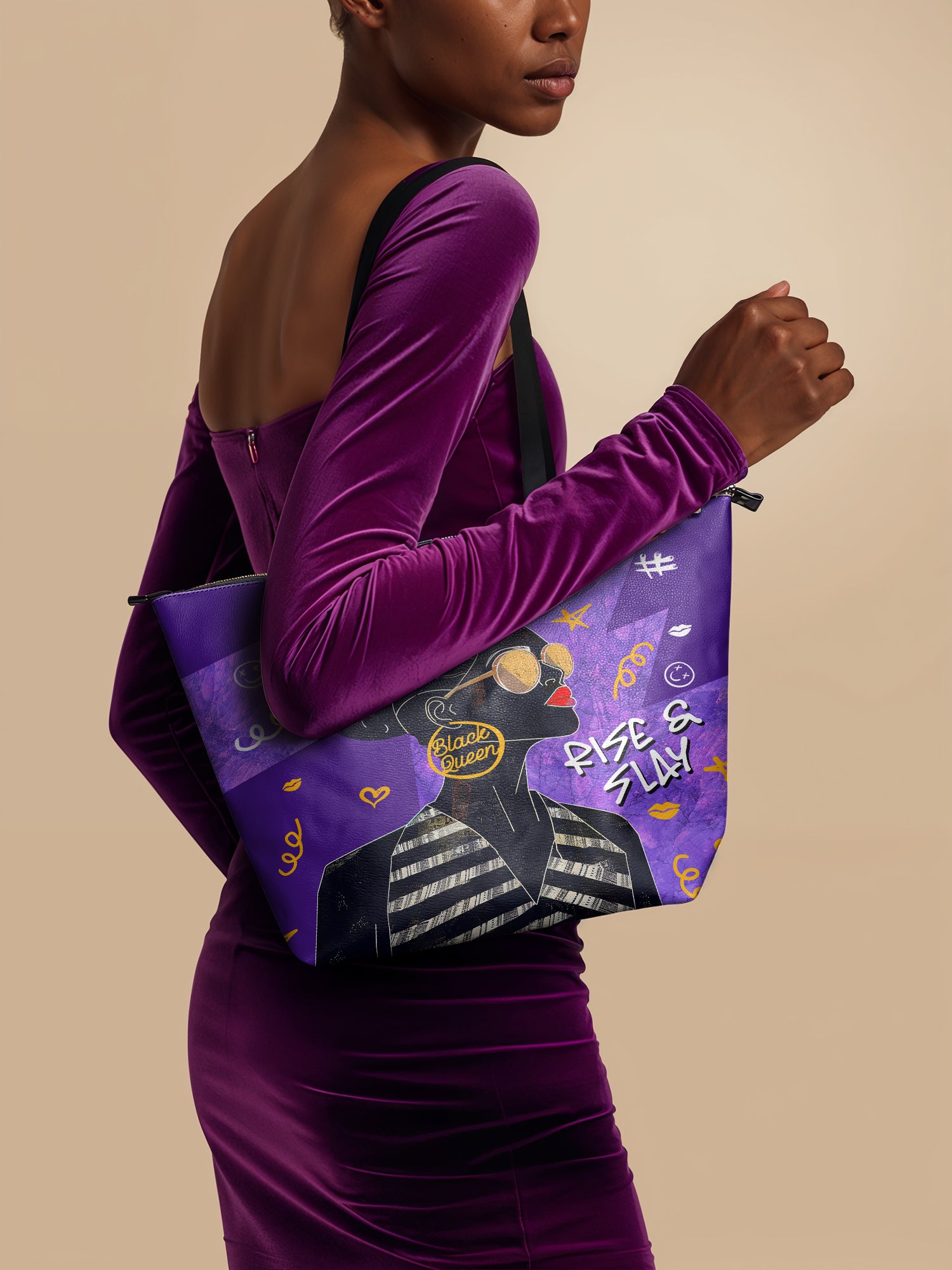 "Sanaa" Purple Crayon Leather Tote Bag Deal