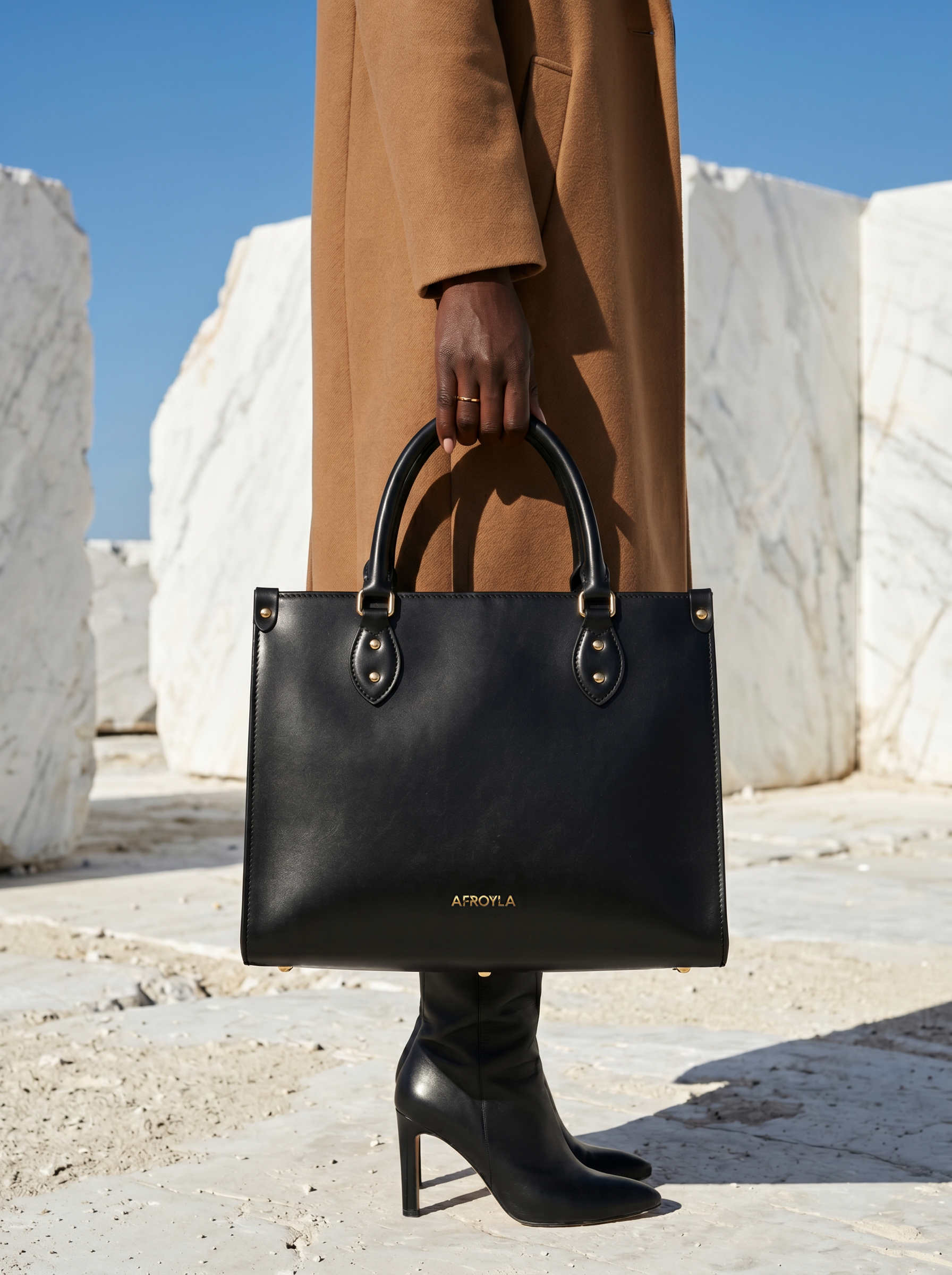 "Serwa" Black Leather Handbag