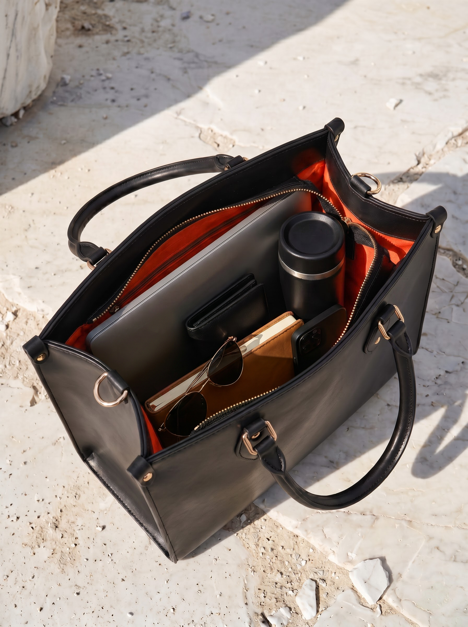 "Serwa" Black Leather Handbag
