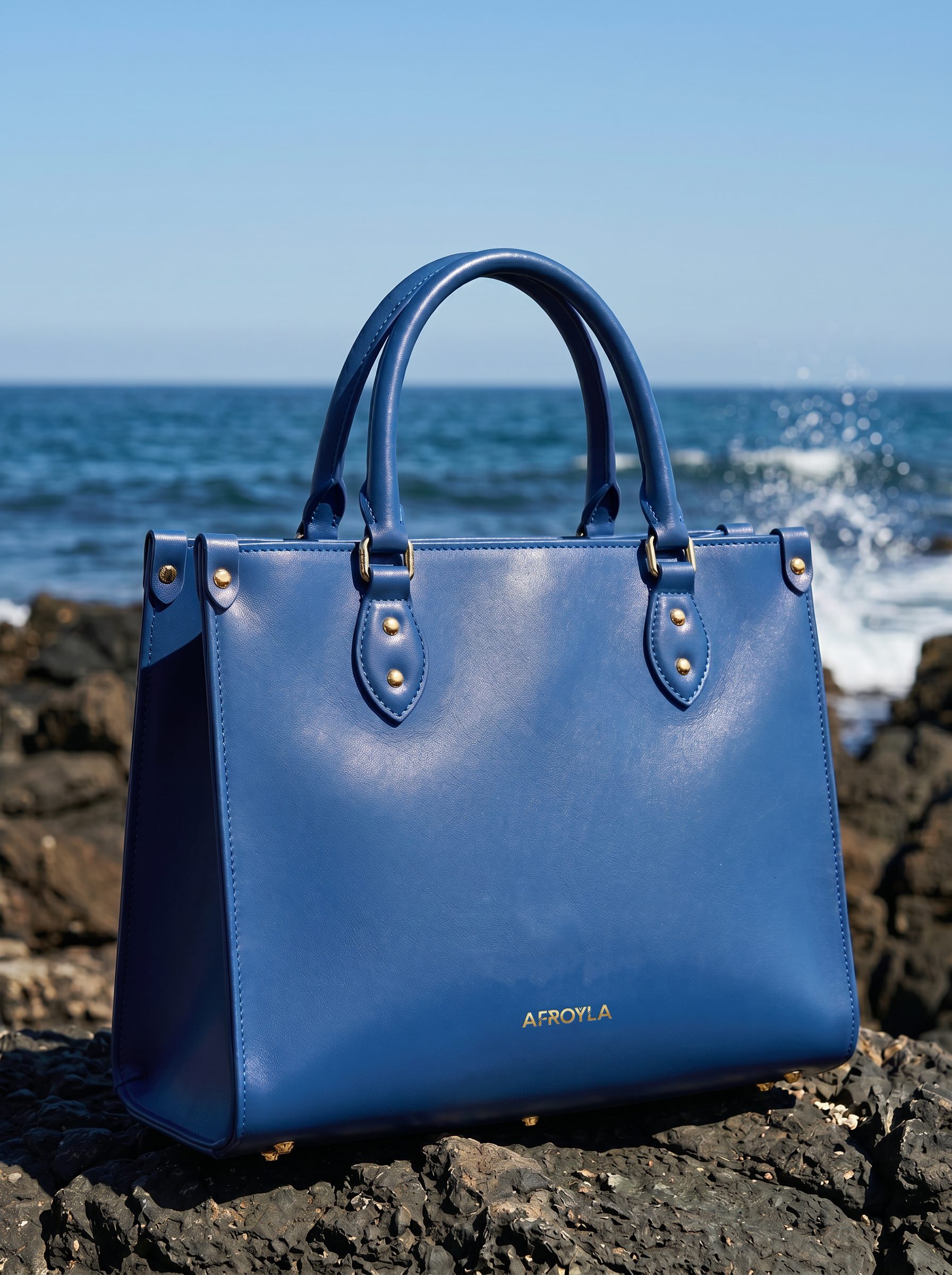 "Serwa" Cobalt Blue Leather Handbag