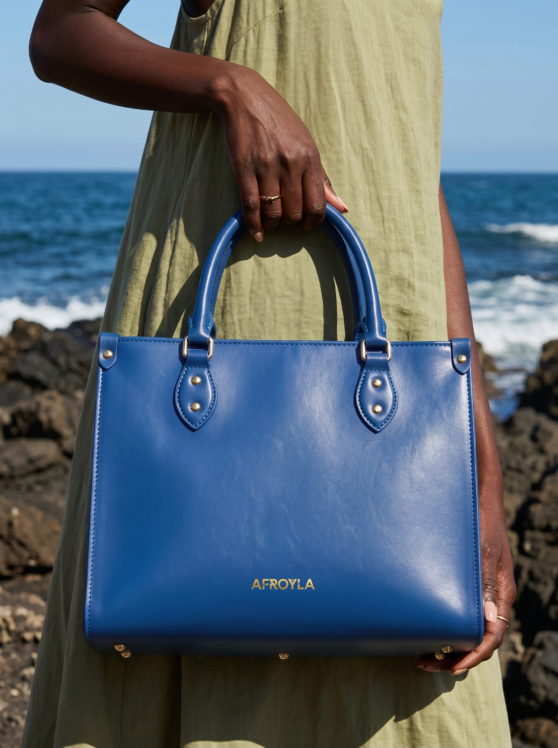 "Serwa" Cobalt Blue Leather Handbag