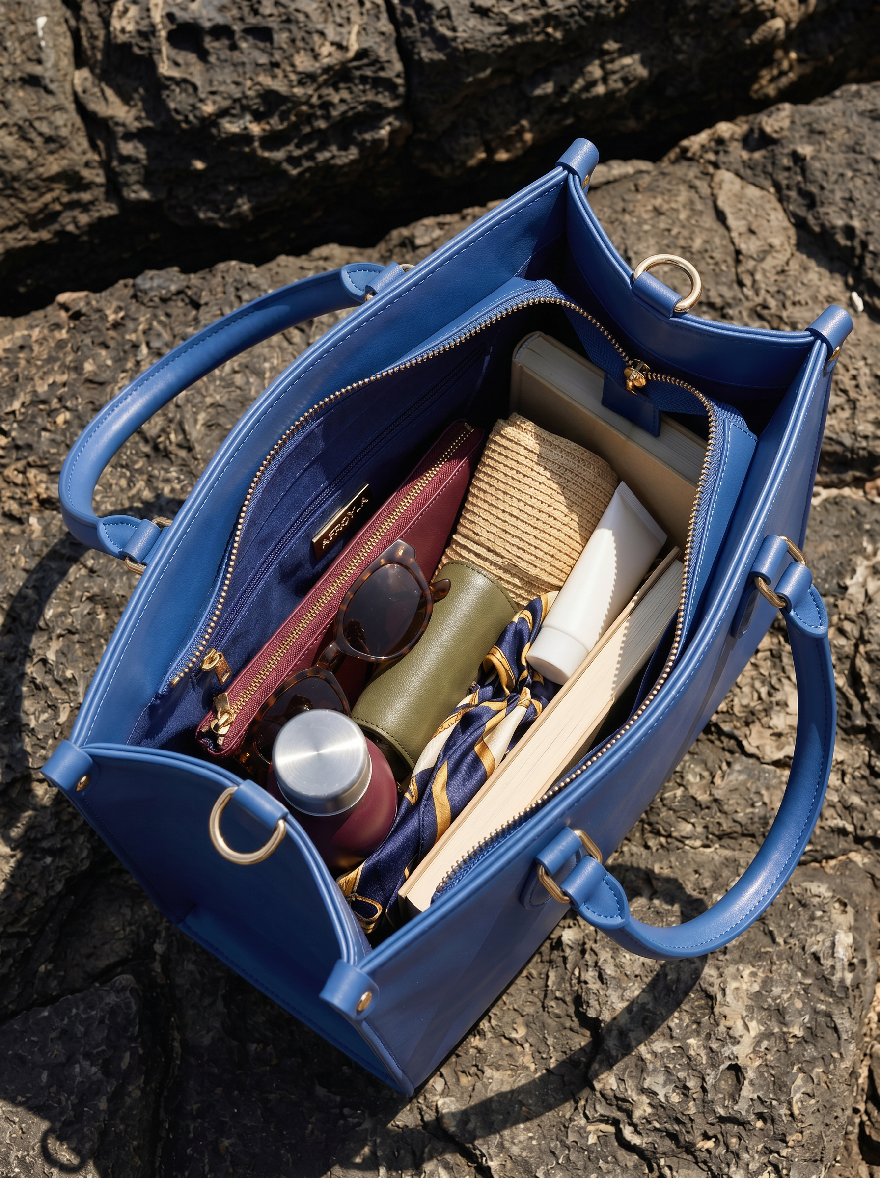 "Serwa" Cobalt Blue Leather Handbag