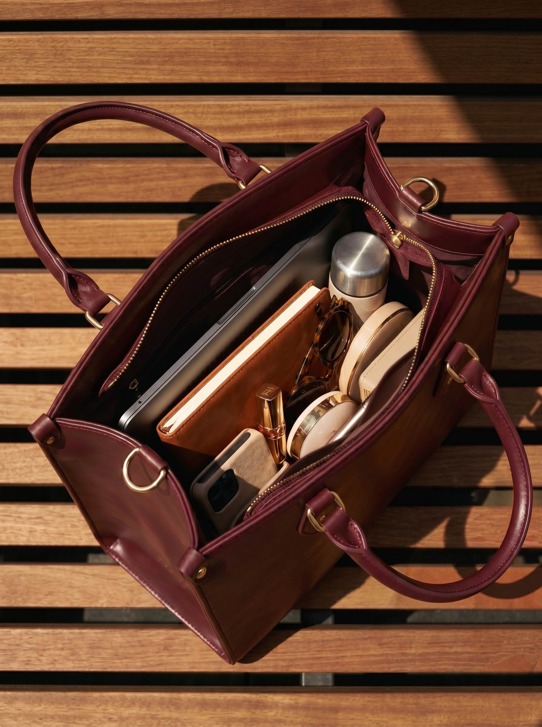 "Serwa" Oxblood Red Leather Handbag